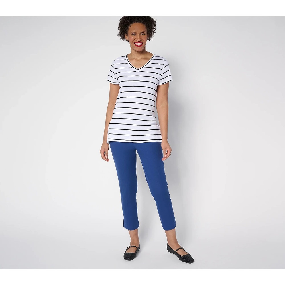 Isaac Mizrahi Live! Petite 24/7 Stretch Icon Crop Pants Deep Blue P16 #11 - Picture 4 of 8